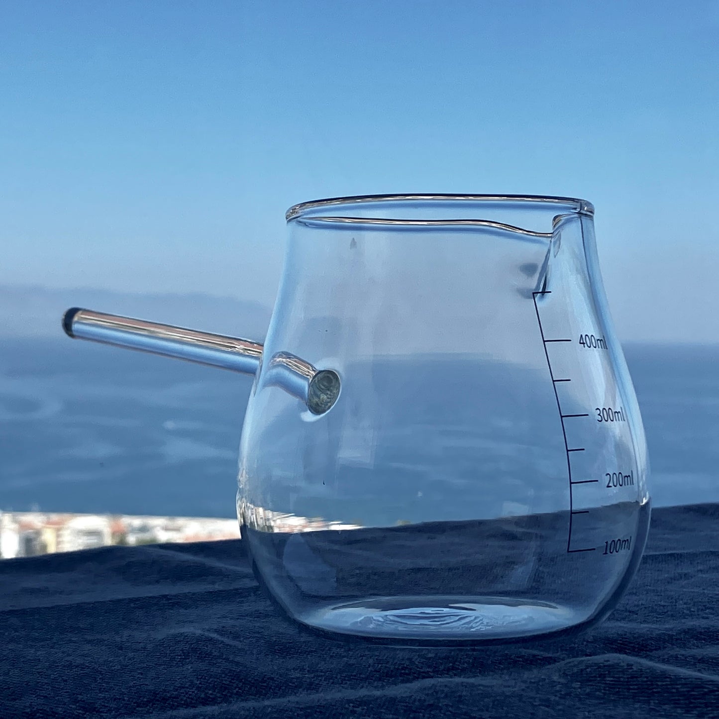 Glass Coffee Pot/Measuring Pitcher – Ergonomic Handle, Heat-Resistant Glass, 450mL Markings (Holds More)