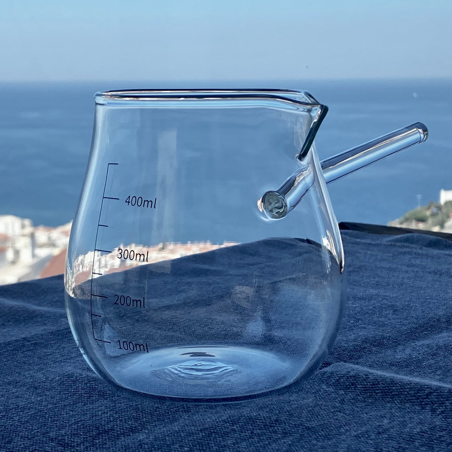 Glass Coffee Pot/Measuring Pitcher – Ergonomic Handle, Heat-Resistant Glass, 450mL Markings (Holds More)