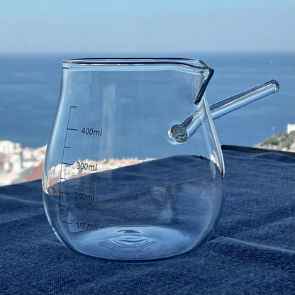 Glass Coffee Pot/Measuring Pitcher – Ergonomic Handle, Heat-Resistant Glass, 450mL Markings (Holds More)
