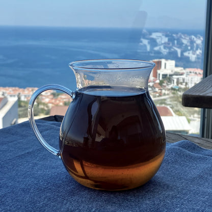Turkish Tea/Coffee Glass Mug with Handle – 550mL Size, Wider Base for Stability, Fits Tea Infuser, Perfect for Tea/Coffee Lovers
